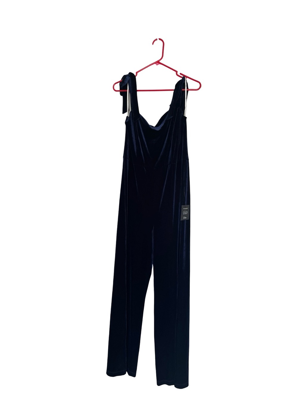 NEW Lulu's Blue Velvet Jumpsuit Wide Leg Iconic Tie Straps Womens Size XL